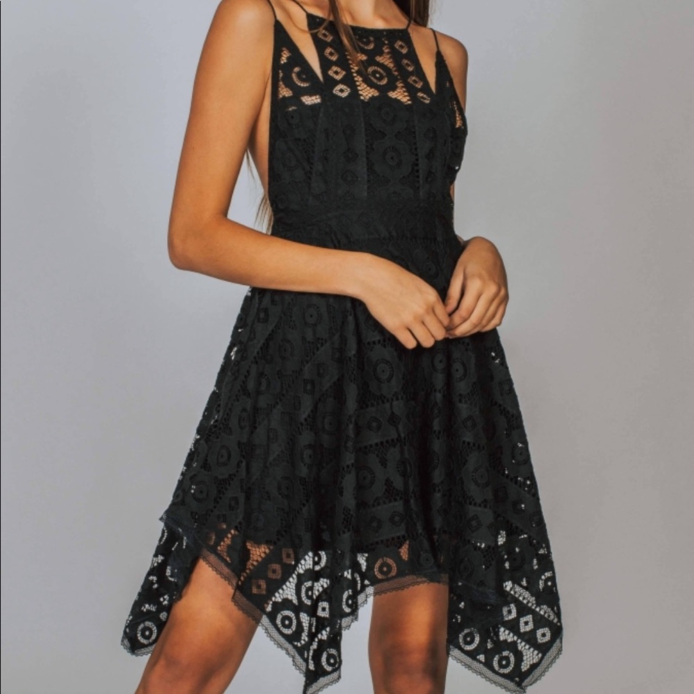 Free People Just Like Honey Black Lace Dress sz 0